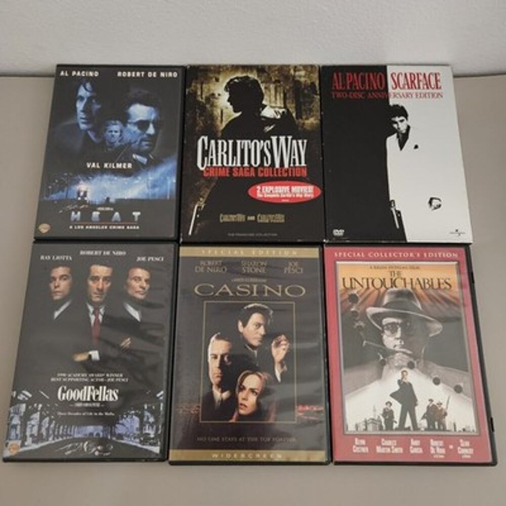 The Untouchables + Casino + Goodfellas + Scarface + Heat + Carlito's Way Dvd Lot